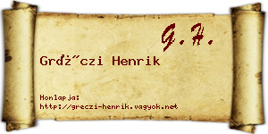 Gréczi Henrik névjegykártya